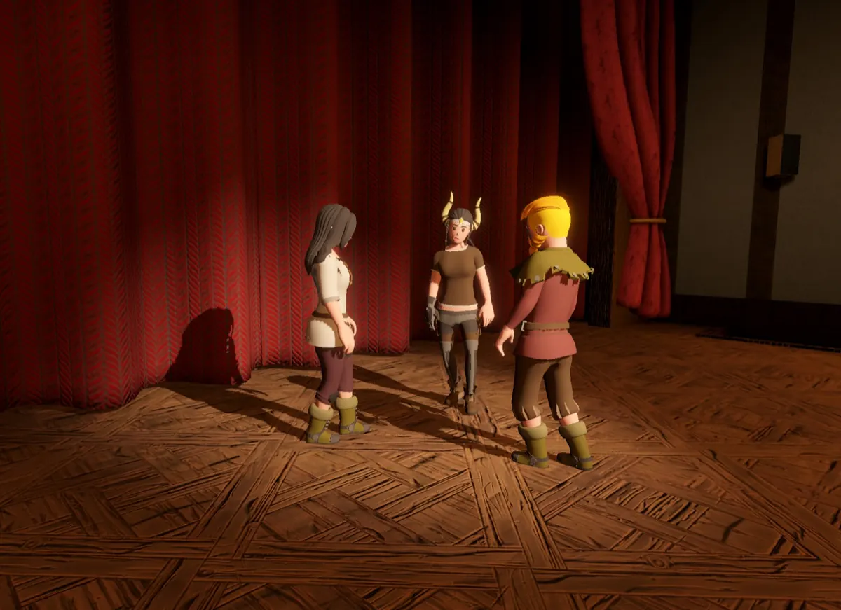 StageCraft VR theatre training scene with characters on stage