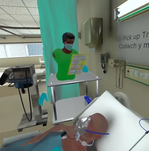 VR tracheostomy training simulation screenshot